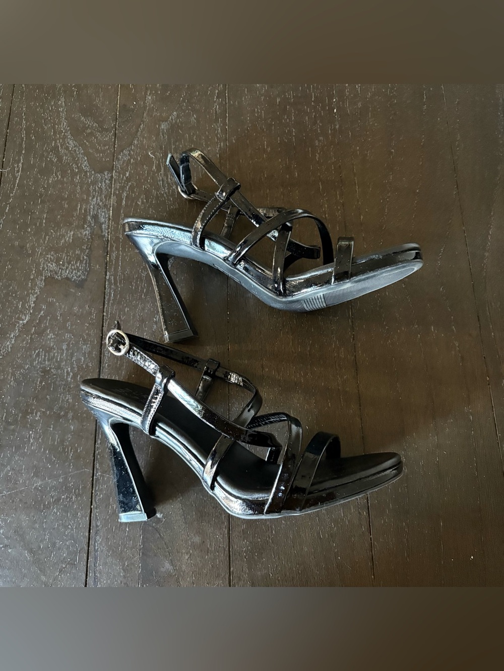 Naturalizer Luisa Patent Black Ankle Strap Heels Size 8.5M - Picture 3 of 11
